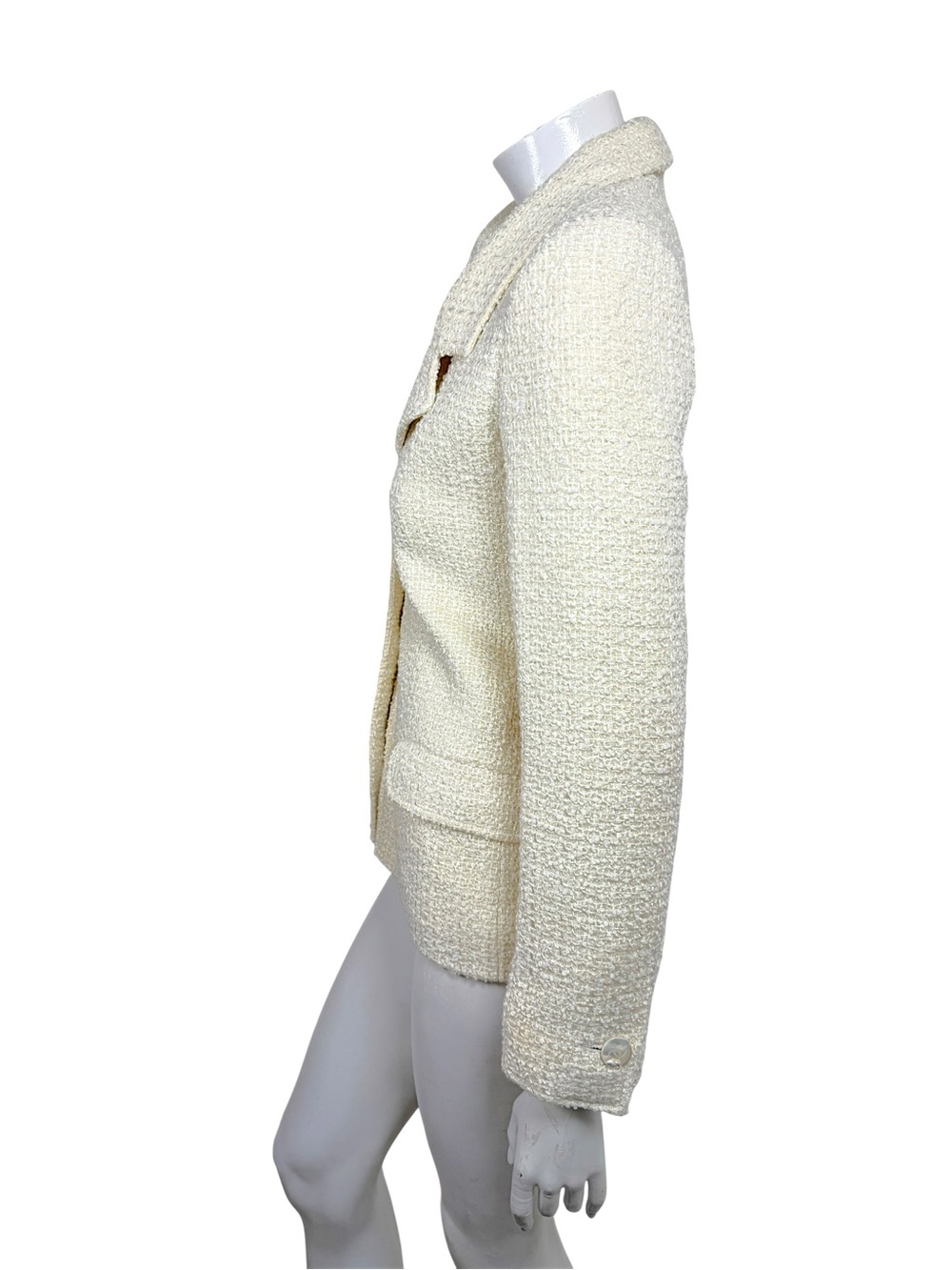 Vintage Chanel Boutique Ivory Boucl Blazer Cc Buttons View 5